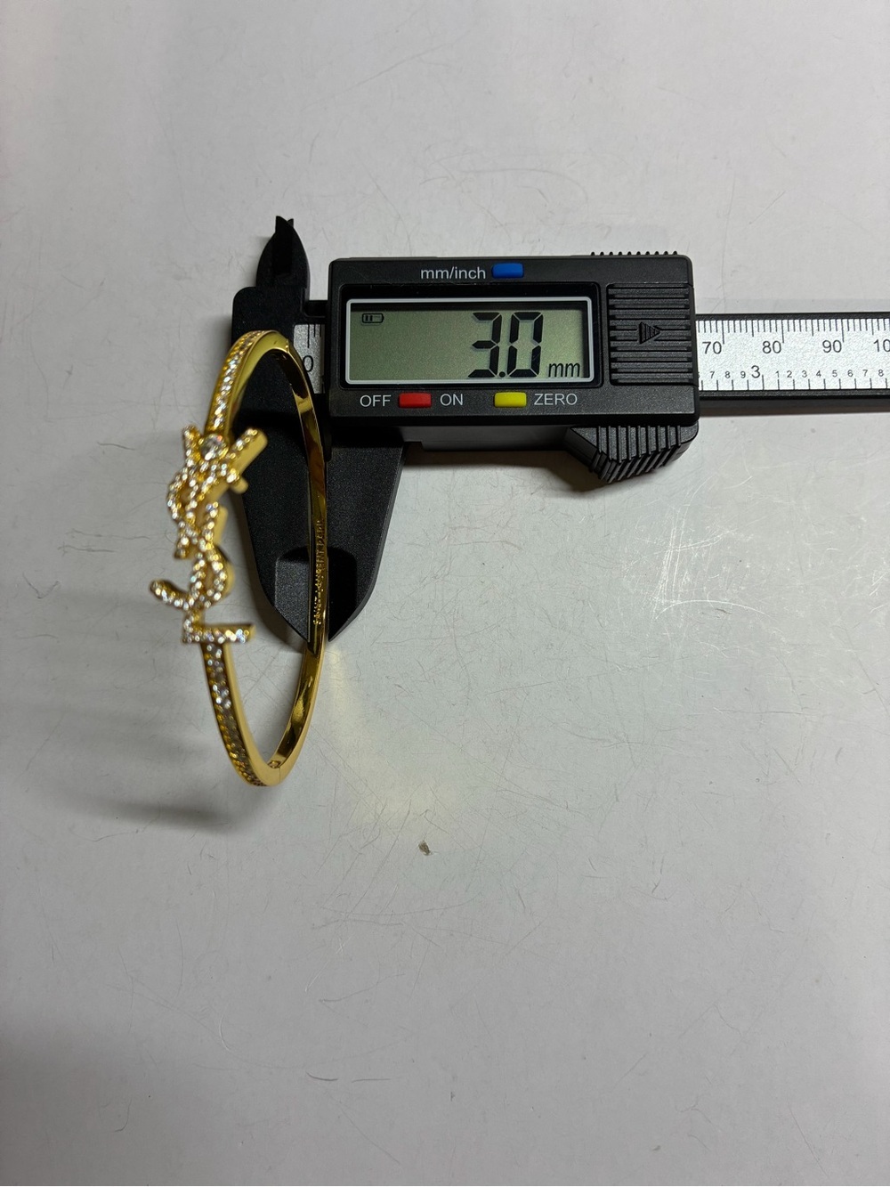 Gold Crystal YSL Script Logo Bangle - Picture 8 of 9